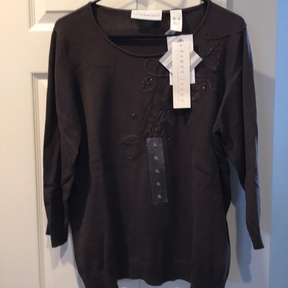 first issue liz claiborne Sweaters - Embellished sweater